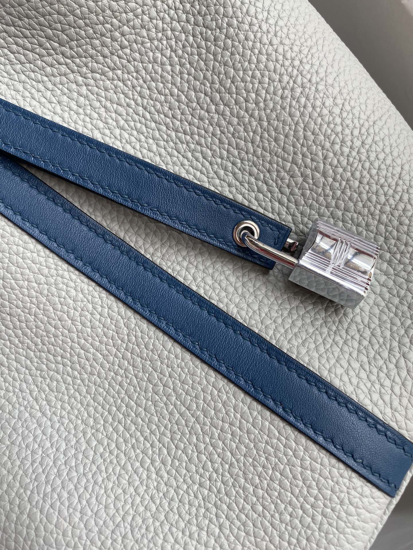 Hermes Picotin Lock 22 Bag In White/Blue Clemence Leather